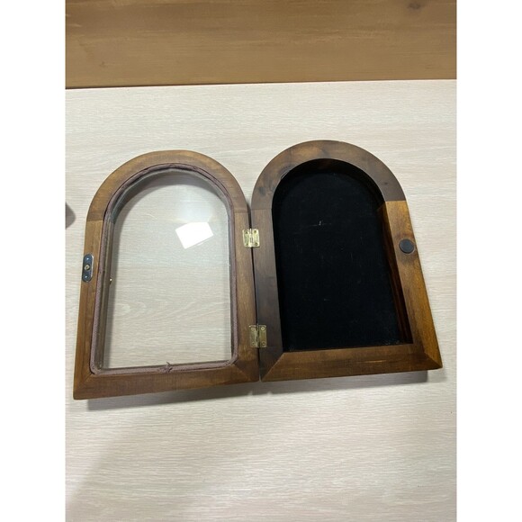 Vintage Wood Arch Top Glass Door Wall Display Case Shadow Box Rare 8" X 12" - Picture 4 of 9